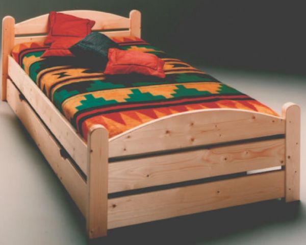 Bett mit Rollrost Kiefer massiv lackiert